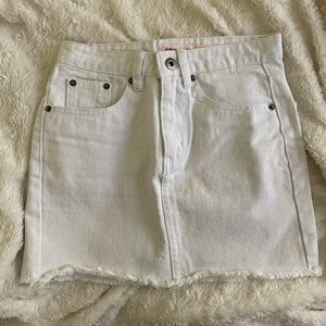 Showpo White Denim Y2K Mini Skirt